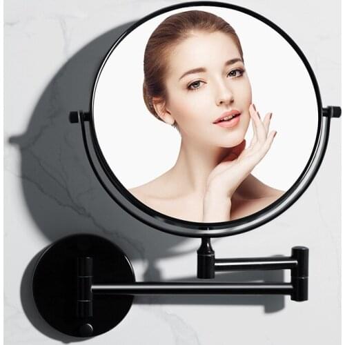 Chrome 10X Folding Magnifying Glass Free Punch Bathroom Beauty Mirror Men Shaving Makeup Round Mirror Bath Decorative