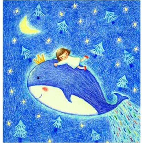 5D DIY Diamond Painting Cartoon whale girl Diamond Embroidery Full Cross Stitch Rhinestone Mosaic Home Decor Handmade Gift
