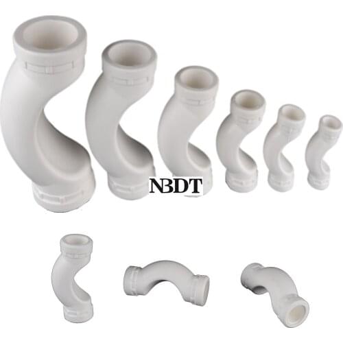 2Pcs White PP-R Pipe Crossover Passover Coupling Plumbing Fitting