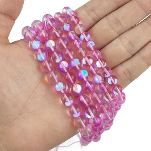 JHNBY Rose red Labradorite spectrolite Natural ShimmerStone 6/8/10MM Round Spacers Loose beads for Jewelry making bracelets DIY