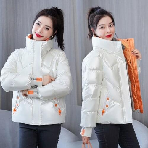 No Wash Women Shiny Down Cotton Jacket Winter 2021New Parka Jackets WarmShort Cotton Padded Coat Casual Jaqueta Feminina H284