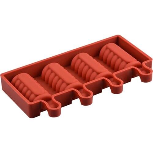 Hot 100pcs/lot4 Cell Silicone Ice Cream Mold Juice Popsicle Maker Children Mould Silicone Lolly Tray Molds