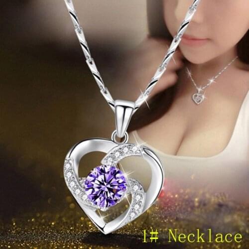 Fashion CUBIC ZIRCON Cute/Romantic Stainless Steel Chain Heart-Shaped Pendant Necklaces For Women Female 2021 Made In China