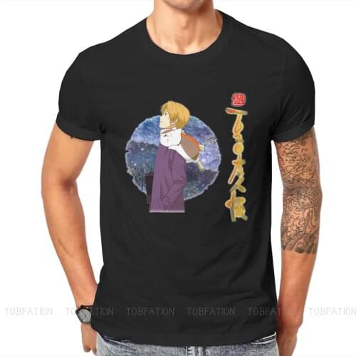 Book of Friends Round Collar TShirt Natsume Yuujinchou Heal Anime Pure Cotton Basic T Shirt Mans Clothes Individuality Plus