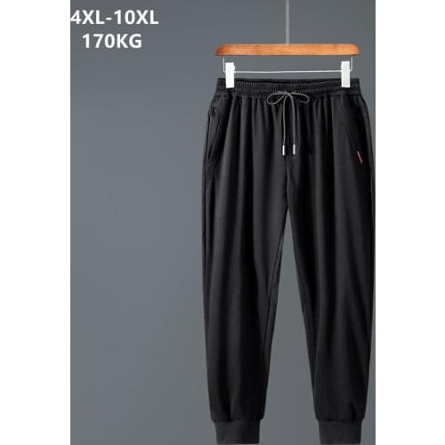 170KG 10XL Men Plus Size sweatpants 8XL 9XL Sport Joggers 7XL Streetwear Black Summer High Waist Loose Ankle Length Sweat Pants