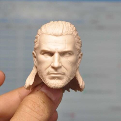 1/6 Scale Geralt Unpainted Head Model for 12''Figure Body Toys Gifts DIY