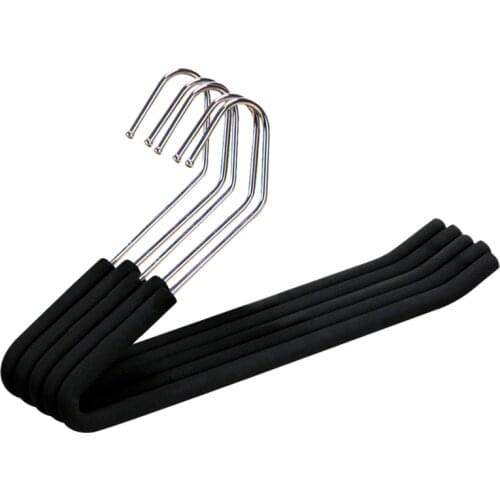 Open End Trouser Hangers Slack Pant Hanger with Non-Slip Foam Coated Black 5-Pack