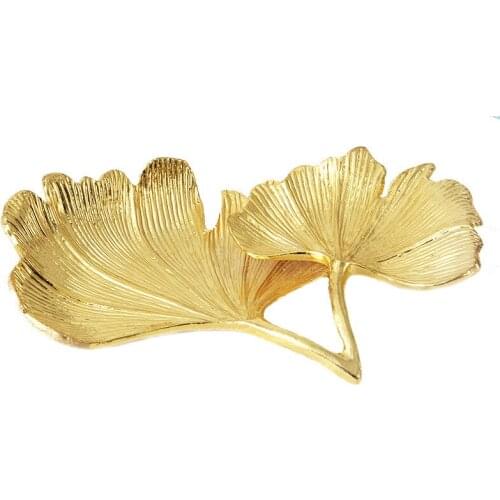 Creative Metal Tray Ginkgo Leaf Jewelry Plate Gold Ring Storage Tray Jewelry Tray