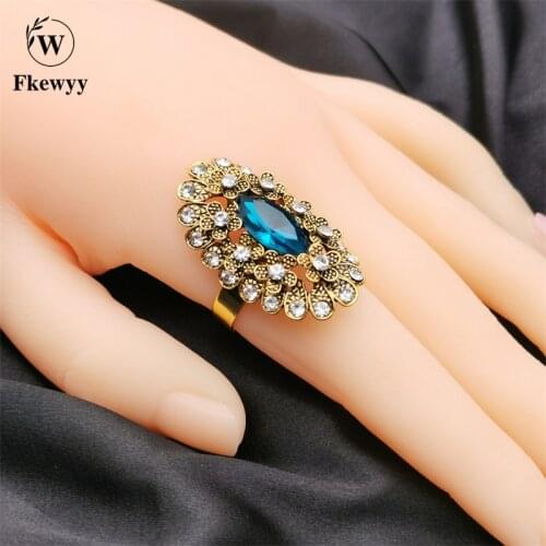 Fkewyy Luxury Jewelry Rings For Women Punk Accessories Blue Jewellery Set Adjustable Ring Gothic Girls gift Punk Fashion Ring