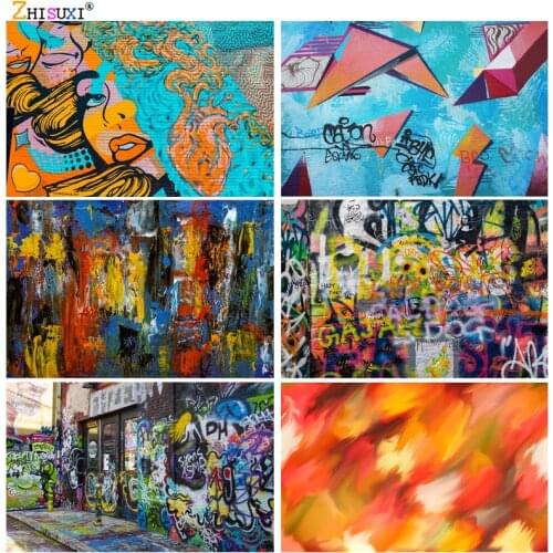 SHENGYONGBAO Art Fabric Vintage Graffiti Brick Wall Photography Backdrops Children Photo Background Studio Prop 21915 TY-04