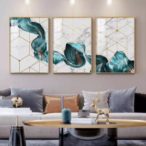 Modern Nordic Combination Light Luxury Abstract Ribbon Twisted Triple Living Room Sofa Background Wall Decorative Painting Core