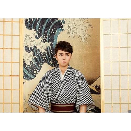 Tradicional homem kimono yukata com cinto samurai roupas festa de halloween masculino cosplay guerreiro traje