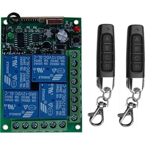 Universal Wireless Remote Control DC12V 24V 4CH rf Relay Receiver and Transmitter for Universal Garage door and gate Control