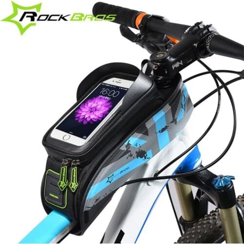 ROCKBROS MTB Road Bike Bag Rainproof Touch Screen Bicycle Cycling Top Front Tube Frame Bags 5.8/6.0 Phone Case Bike Accessories