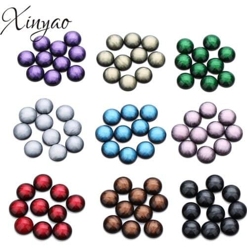 XINYAO 30pcs/lot 12mm Resin Round Crystal Cabochon Flatback Handmade Cabochon Fit Base Earring Setting for Jewelry Findings