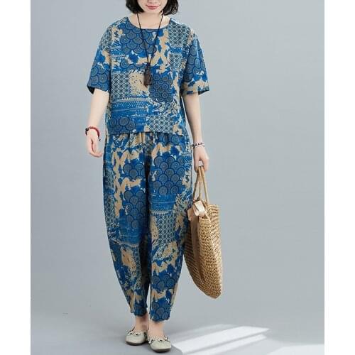 "2020 Woman Traditional Chinese Clothing Sets Retro Print Cotton Full Sleeve Hanfu Women Elegant Oriental Tang Suit Set " 10507