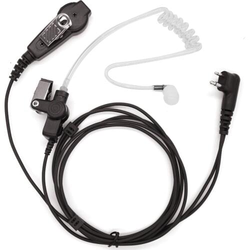 2-Pin 2-Wire Earpiece Surveillance Kit Walkie Talkie Radio with Big PTT Mic Tansparent Acoustic Tube Headset