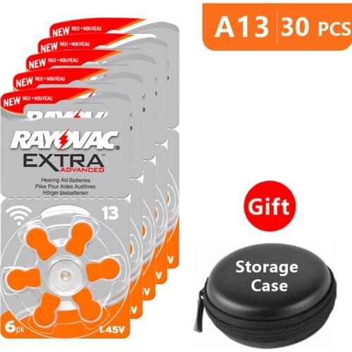 Hearing Aid Batteries Size 13 za Rayovac Extra Advanced,Pack of 30,Orange Tab PR48 1.45V Type A13 AU-6nhs Zinc Air Battery