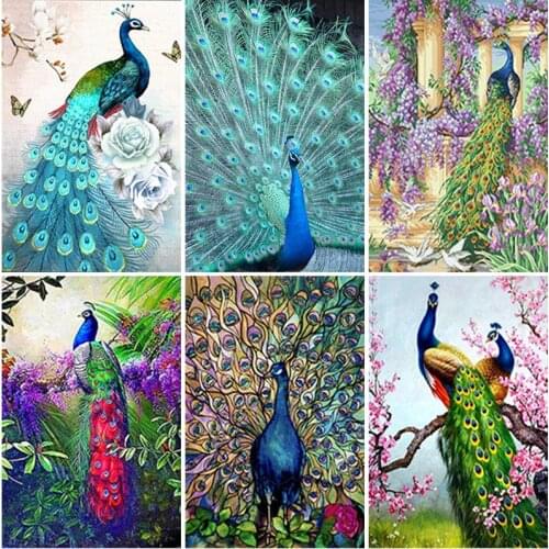 DIY 5D Diamond Painting Cross Stitch Full Round Drill Diamonds Embroidery Peacock Mosaic Painting Rhinestones Home Decor