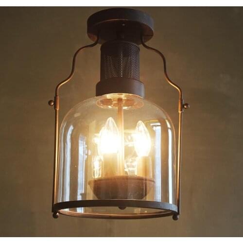 American Industrial Loft Retro Glass Bottle Cystal Ceiling Light Aisle Lamp Cafe Bar Dining Room Store Restaurant Lighting