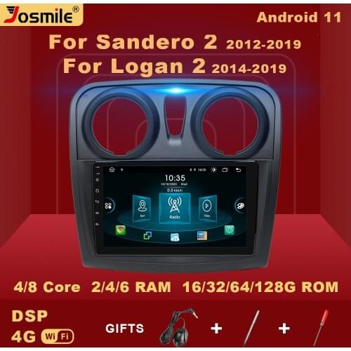 2 din Android 11 Car Multimedia Player GPS For Renault Logan 2 Sandero Radio 2014-2019 Video dvd AI Voice Control 4GB WIFI DSP