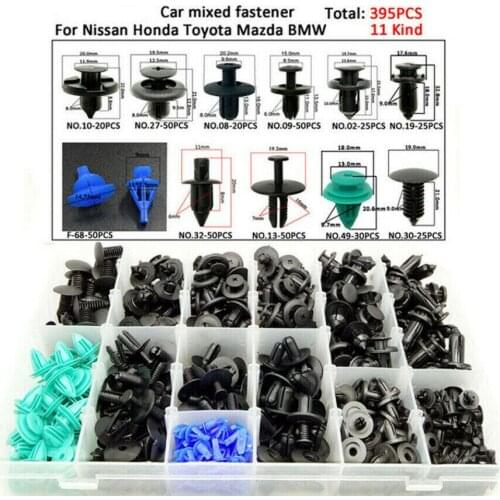 395pcs Auto Fastener Clip Mixed Car Body Push Retainer Pin Rivet Bumper Door Trim Panel Retainer Fastener Kit Remove Tool