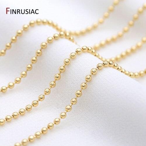 14k gold-plated beaded chain, suitable for DIY anklets, necklaces, bracelets, chain for jewelry making accessories