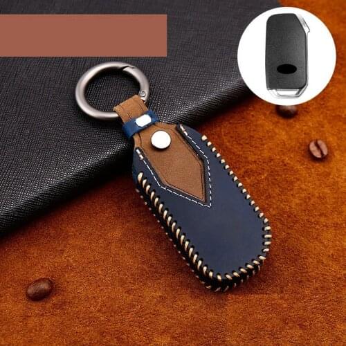 Genuine Leather Car Key Case Cover Shell For Kia Sportage Ceed Sorento Cerato Forte 2017 2018 2019 Remote Smart 3 Buttons