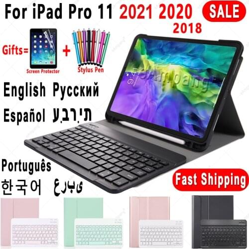 Keyboard Case for Apple iPad Pro 11 2018 2020 Case with keyboard Cover Slim Leather Funda Bluetooth Keyboard with Pencil Slot