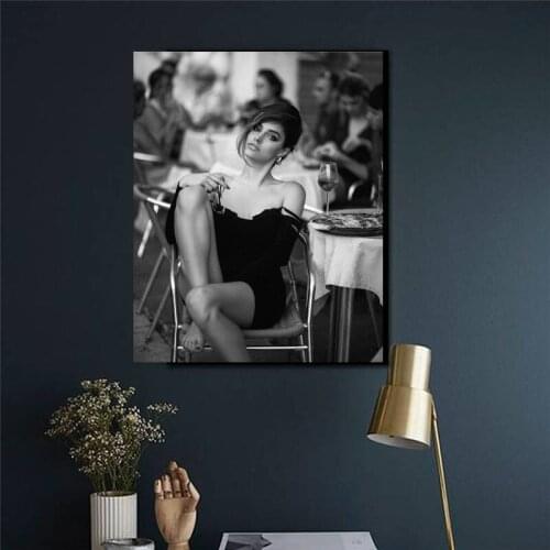 Black White Spanish Famous Actors Penelope Cruz Canvas Painting Wall Pictures Prints for Living Room Modern Art Poster Cuadros