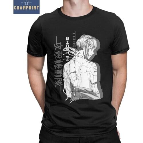 Mens T-Shirts Ghost In The Shell Funny 100% Cotton Tees Short Sleeve Anime T Shirt Round Neck Clothing Summer