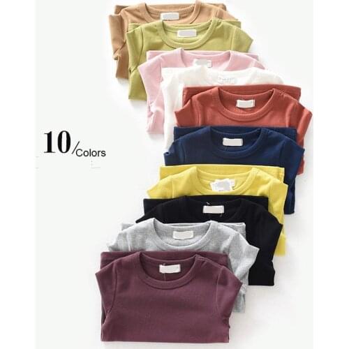 Boys Tshirts Spring Autumn Kids Clothes Tops children t shirts for Baby Girls long sleeve T-shirts solid cotton toddlers Infant