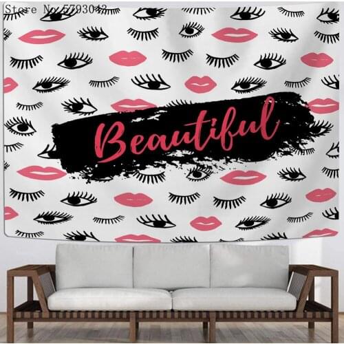Eyelashes Eyeshadow Lips Tapestry Fashion Modern Makeups Hanging Carpet Print Home Wall Tapestry For Bedroom Wall Carpets