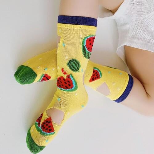 Kids Summer Cotton Knee High Socks With Print Children Toddler Girls Boys Mesh Funny Cute Anime Tube Long Sock Baby Accessories