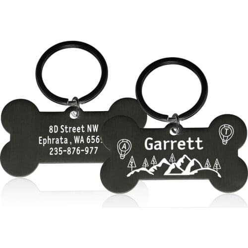Personalized Dog ID Tag Keychain Engraved Pet Name Address Phone for Cat Puppy Anti-lost Dog Collar Tag Keyring Pet Accessories