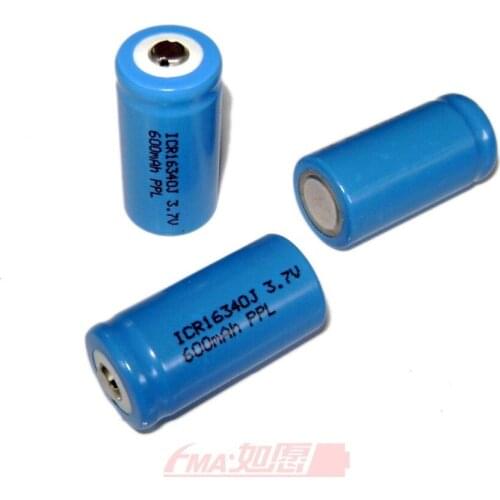 2X 16340 3.7V 0.6Ah Li-ion Rechargeable Battery 16*34mm for Flash Light