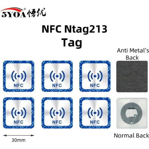 2pcs NFC Tag Ntag213 Tags Anti Metal Sticker For Huawei 13.56MHz ISO14443A NTAG 213 Metallic Badges Token Patrol Universal Label