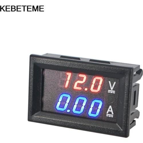 Mini Digital led Voltmeter Ammeter DC 100V 10A Panel Amp Volt Meter Gauge Red Blue LED Dual Display Indicator Monitor Detector