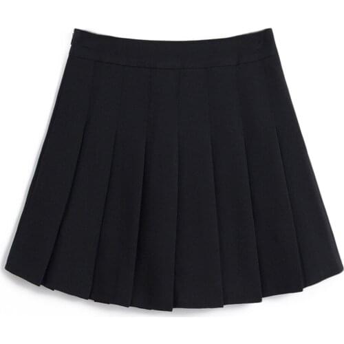 Women Mini Skirt Solid Color Slim Thin High Waist Zipped Safe Classical Girls Tennis Pleated Skirts &T8