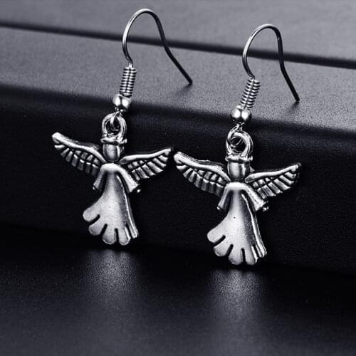 Trendy Vintage Angel Shape Dangle Earrings for Women Girl Retro Drop Earrings Cute Small Object Earring Jewelry Bijoux