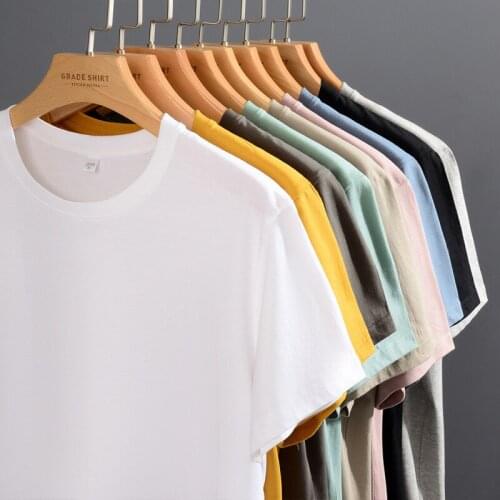 White collar men cotton short sleeve T-shirt