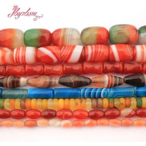 Natural AA Grade Genuine Agates Oval Rondelle Column Spacer Stone Beads For DIY Necklace Bracelats Jewelry Making Strand 15"