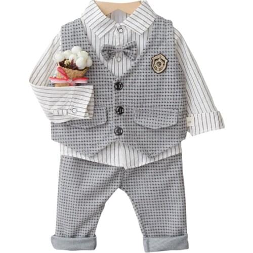 New Spring Autumn Baby Boys Clothes Children Cotton Vest Shirt Pants 3Pcs/sets Toddler Fashion Costume Kids Casual Clothing