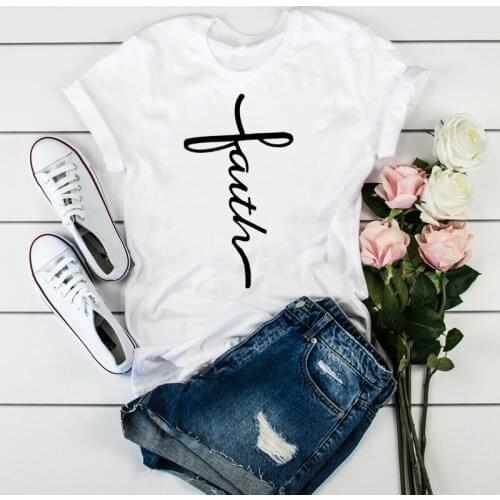 2020 New Womens Shirt English Printed Cross Pattern Top Female T-shirts Harajuku Summer Couple Clothing O Neck White Tee Shirts