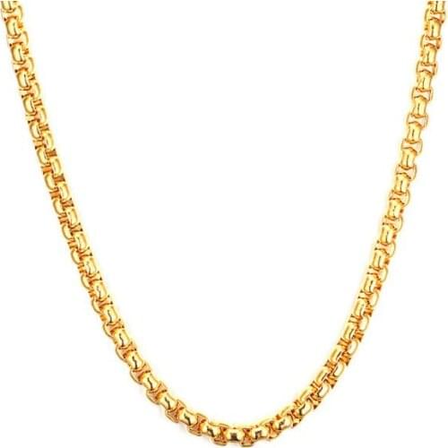 Stainless steel Gold Square Box Chain Necklace 4mm 24'' for mens gifts