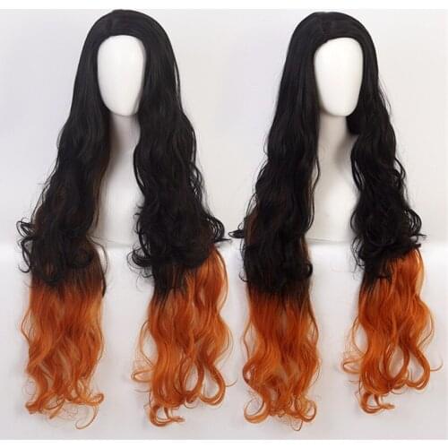 105cm Demon Slayer Nezuko Kamado Cosplay Wigs Kimetsu no Yaiba Heat Resistant Hair Cosplay Costume Wigs Free Shipping