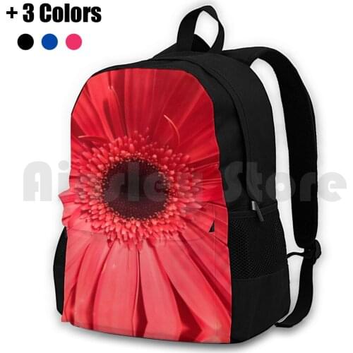 Red Gerbera Daisy Outdoor Hiking Backpack Waterproof Camping Travel Deesdezines Red Gerbera Flower Daisy Pretty Bright Sunny