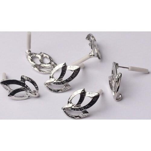 Zinc Alloy Hollow Flowers Base Earrings Connector 22*13mm 6pcs/lot For DIY Fashion Earrings Jewelry Making Accessories