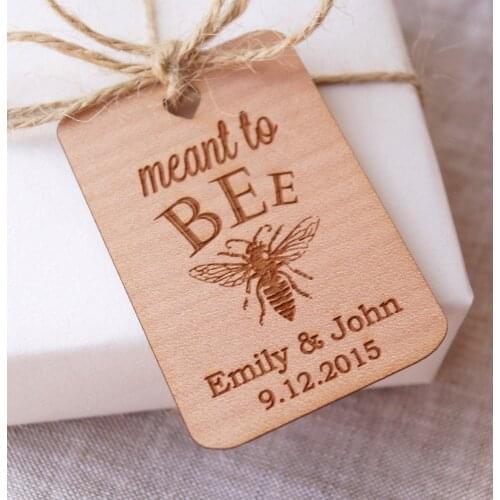 Meant to Bee wood favor tags, honey favor tags, rustic wedding favor tags, thank you tags, personalized engraved favor tags