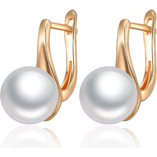 Simple 10MM Imitation pearl Stud Earrings for Women Gold Silver Color Plated Earrings with Pearl Girls Jewelry Accessories Gifts